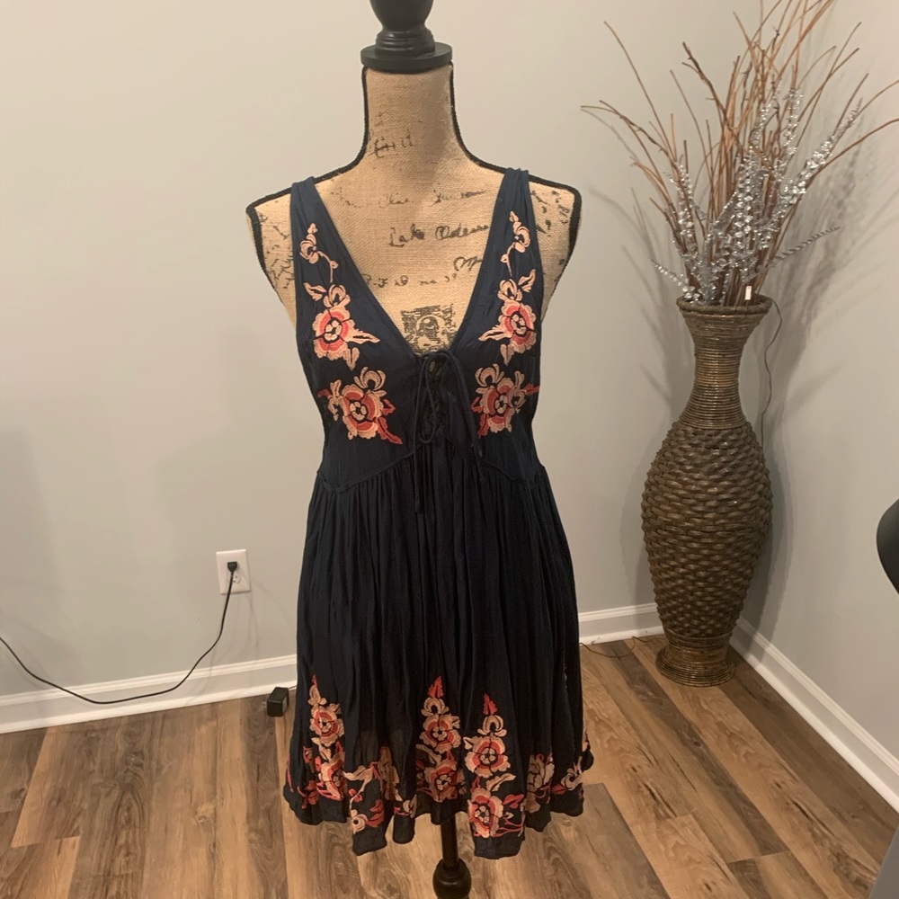 Free People embroidered Aida slip dress size small